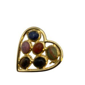 Vintage Gemstone Scarab Heart Pin by Belle Designs